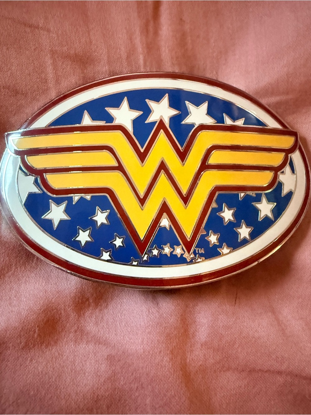 Wonder Woman Logo Oval Belt Buckle - Yellow & Blue